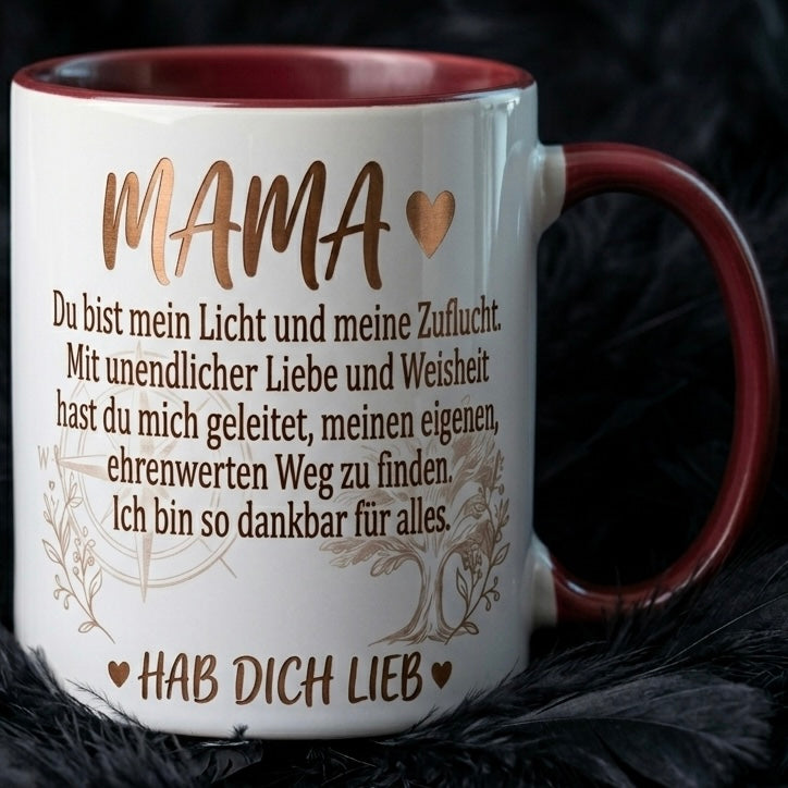 Mama Tasse Spruch Du bist mein Licht und meine Zuflucht Hab dich lieb – Geschenk für Mutter Muttertag Geburtstag Danke Weihnachten – Kaffeetasse – Keramik Becher 330ml