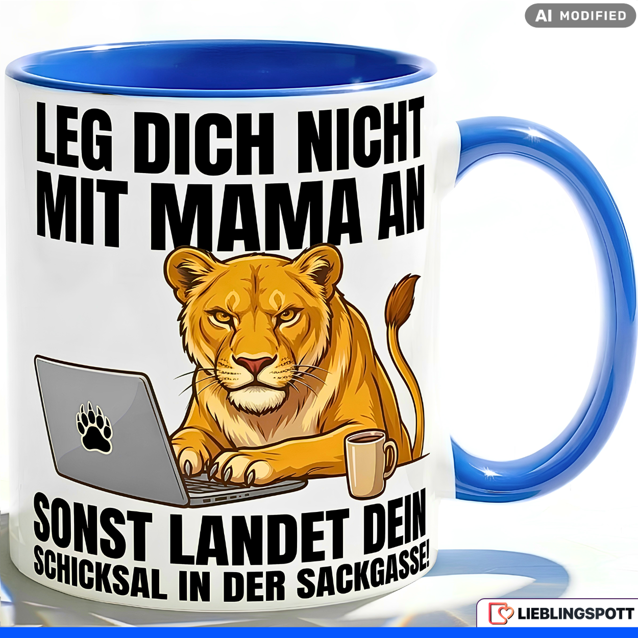 Lioness Mug Quote Mom Office Mother's Day Gift Yellow Mug 330ml