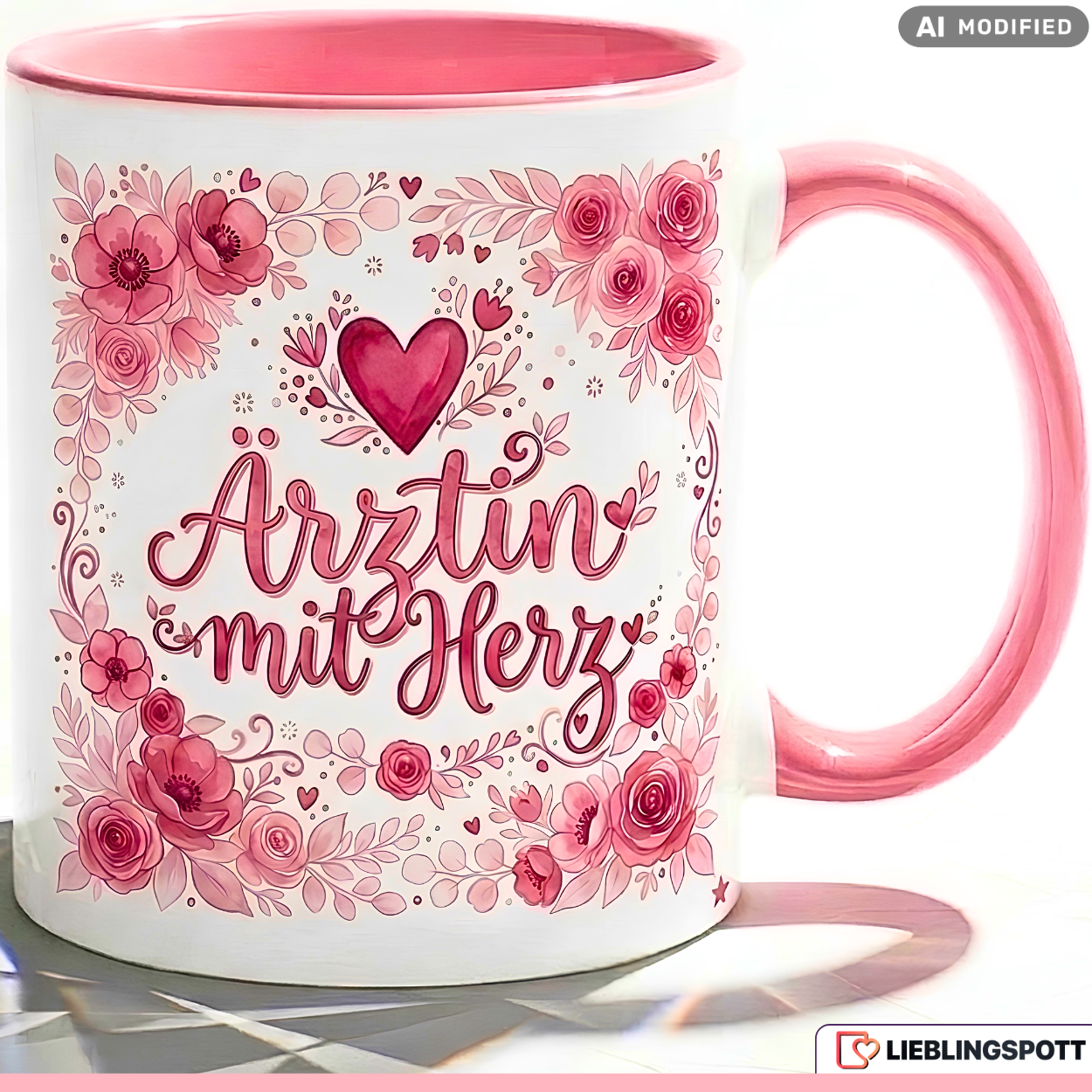 Ärztin Tasse mit Herz Spruch Geschenk Geburtstag Rosa Becher 330ml