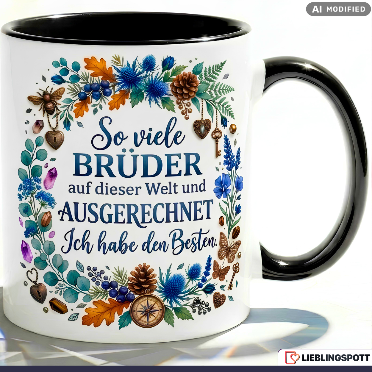 Bruder Tasse Spruch Bester Geschenk Geburtstag Grün Becher 330ml