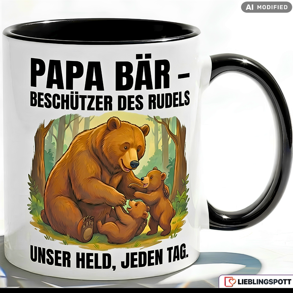 Papa Bär Tasse Spruch Vatertag Geschenk Grüner Becher 330ml