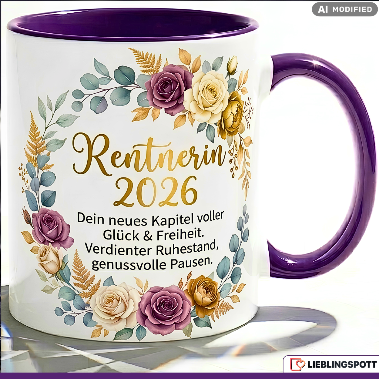 Rentnerin 2026 Tasse Spruch Geschenk Ruhestand Rosa Becher 330ml