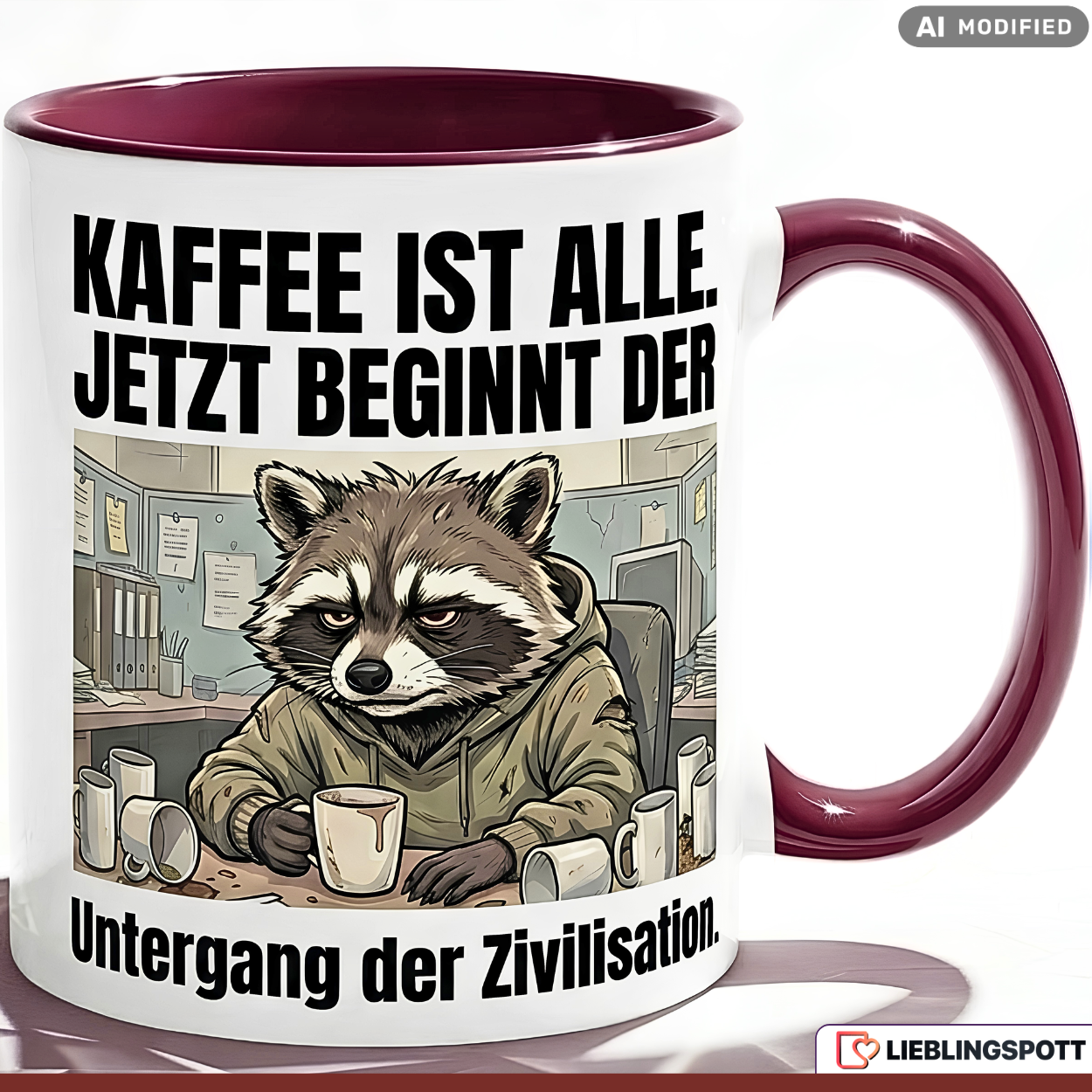 Raccoon Mug Saying Coffee Office Gift Colleague Black Mug 330ml