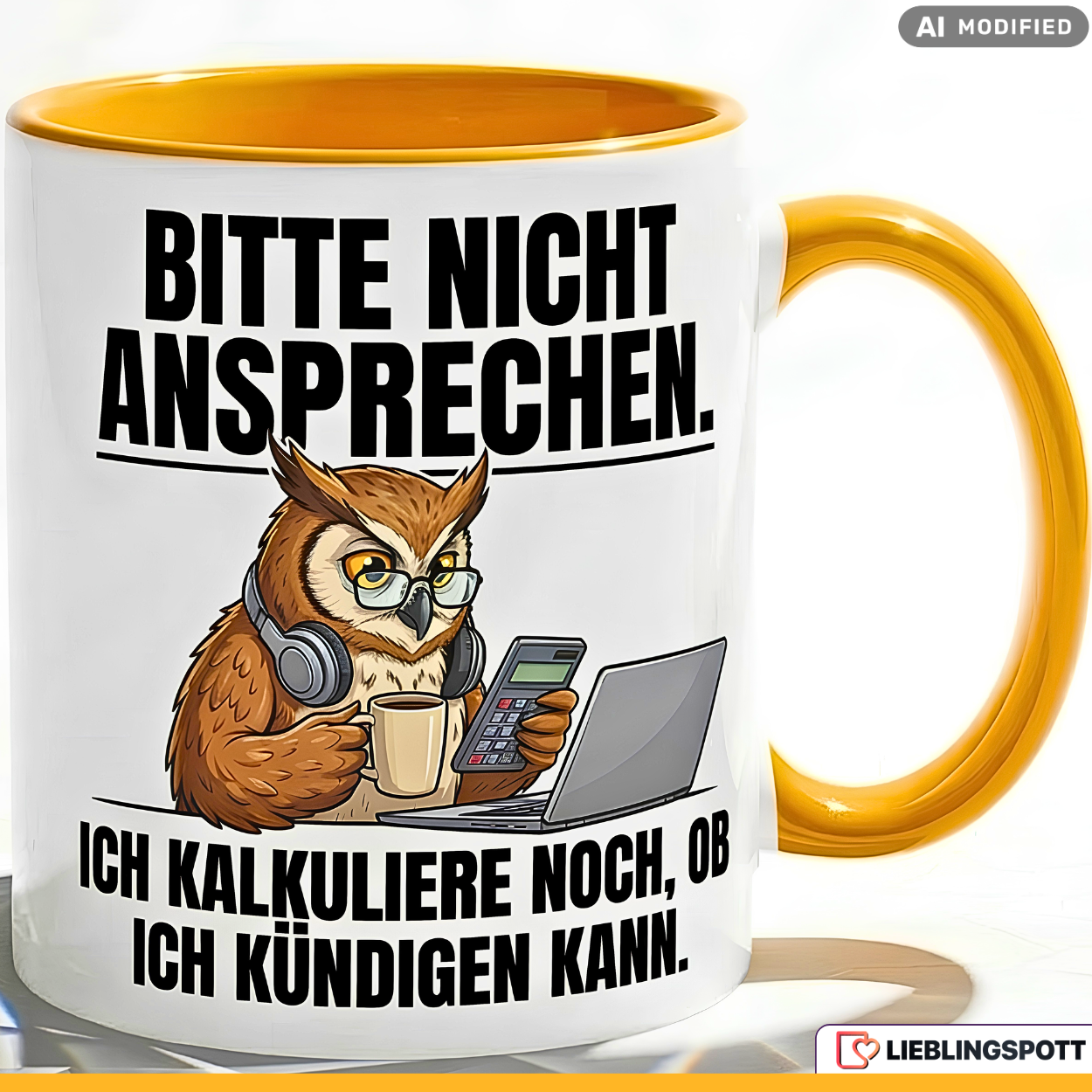 Owl Mug Saying Office Work Gift Colleague Red Mug 330ml