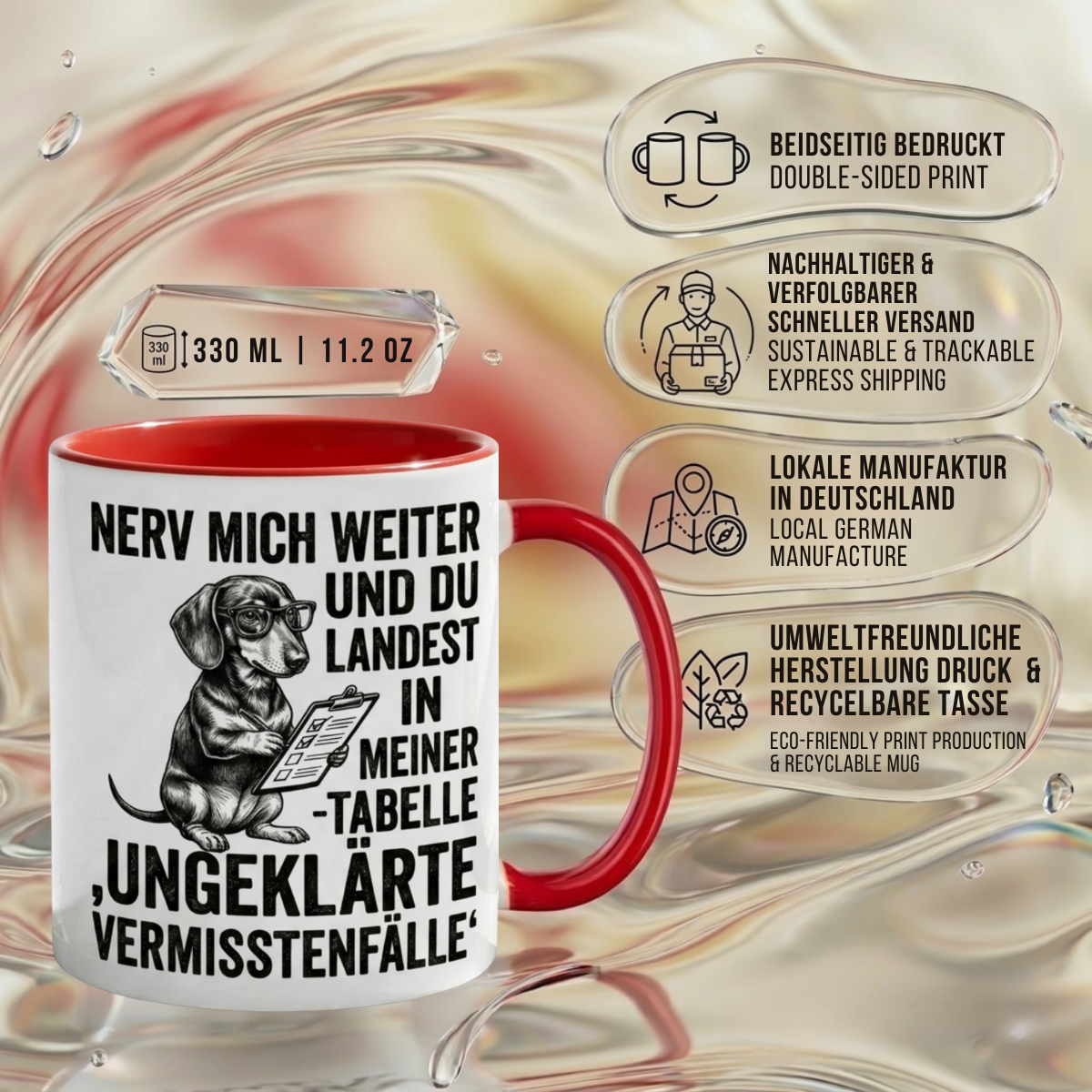 Dackel lustige Büro Tasse Nerd Spruch Geschenk mit Humor für Kollegen, Statistik