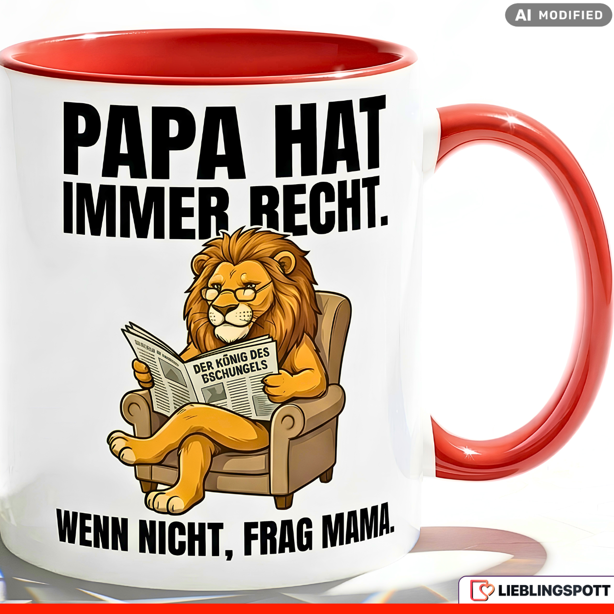 Papa Lion Mug Saying Father's Day Gift Orange Cup 330ml