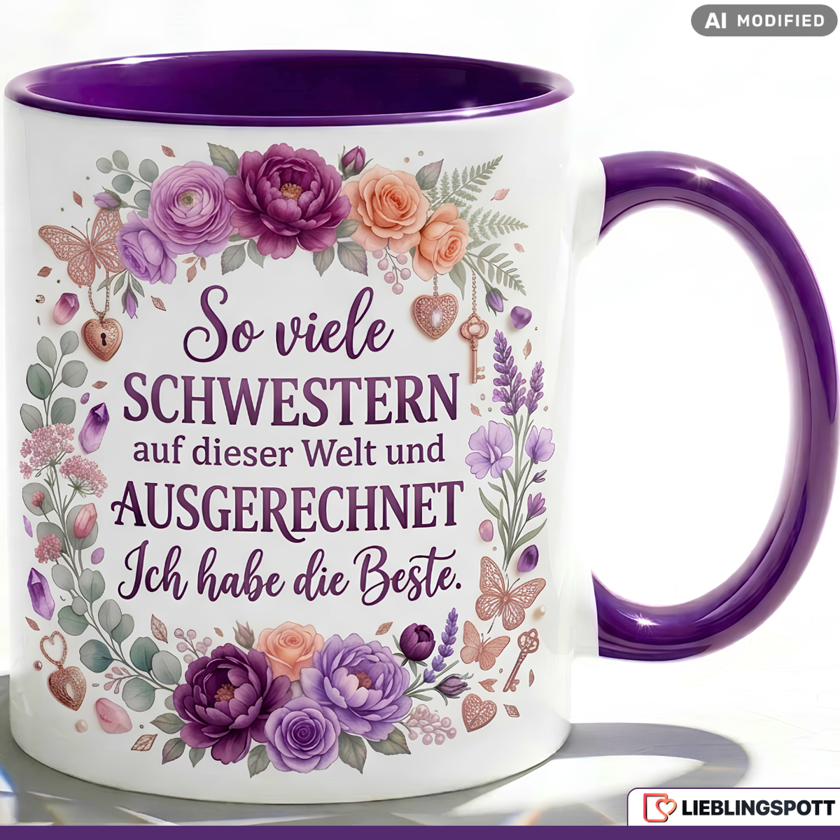Schwester Tasse Spruch Beste Geschenk Danke Geburtstag Rosa Becher 330ml