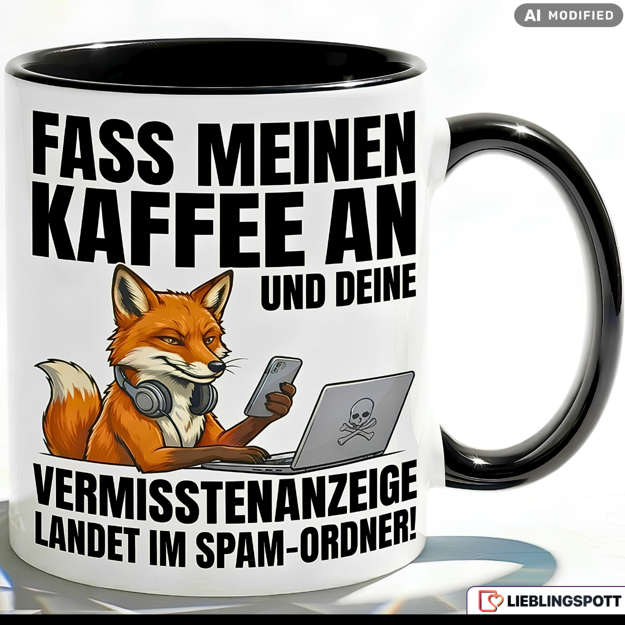 Fuchs Tasse Spruch Büro Kaffee Geschenk Kollege Roter Becher 330ml