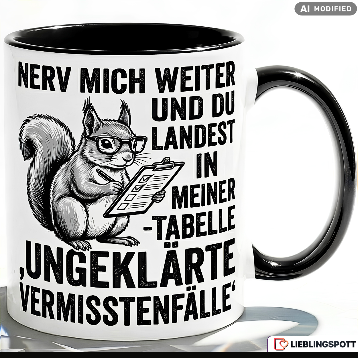 Eichhörnchen Kaffeebecher lila – Büro Tasse mit Spruch 330ml