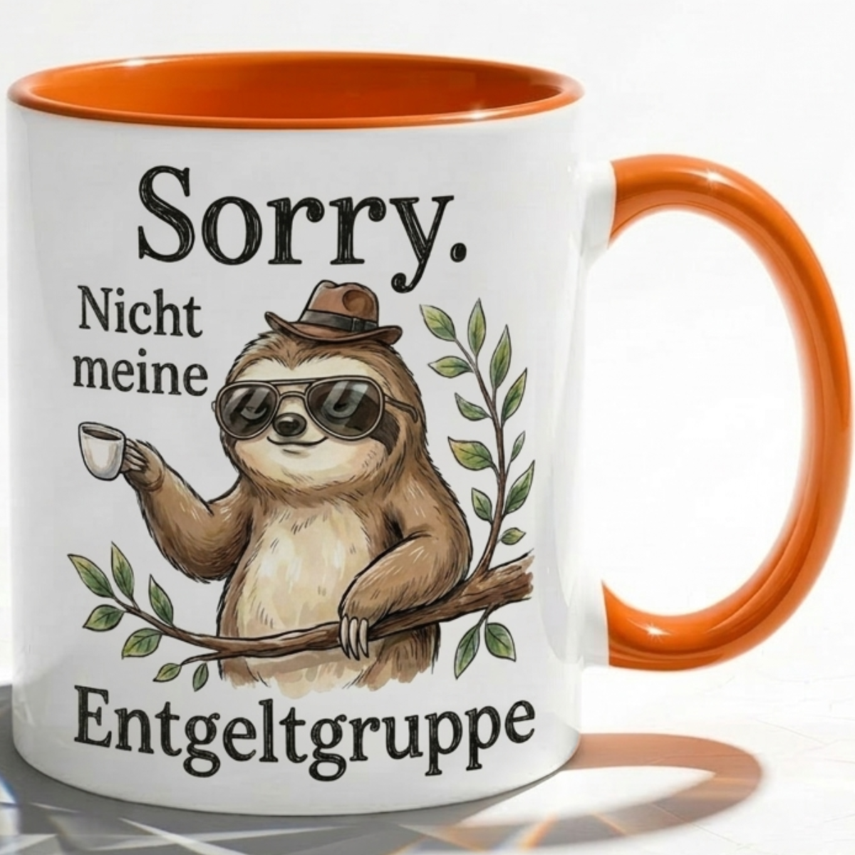 Witzige Kaffeetasse Faultier Entgeltgruppe Spruch-Becher Geschenk für Kollegen, Abschied