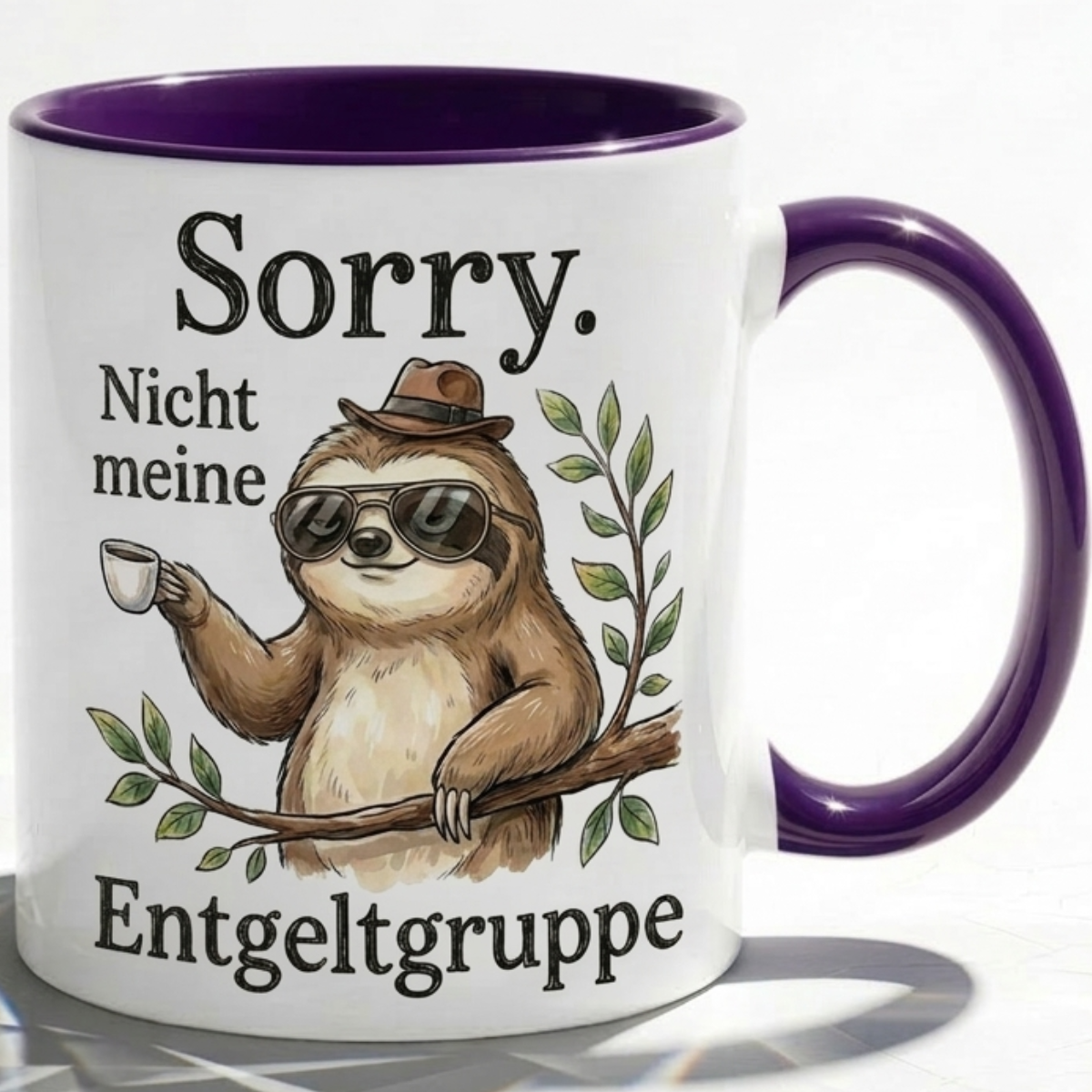 Witzige Kaffeetasse Faultier Entgeltgruppe Spruch-Becher Geschenk für Kollegen, Abschied