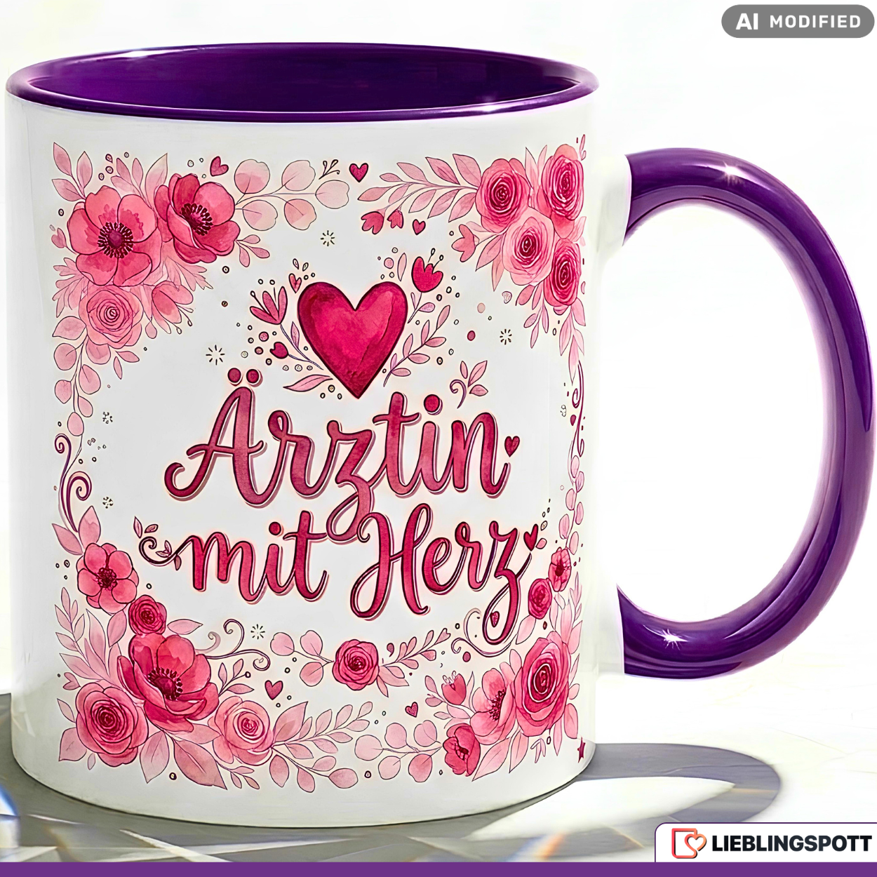 Ärztin Tasse mit Herz Spruch Geschenk Geburtstag Rosa Becher 330ml