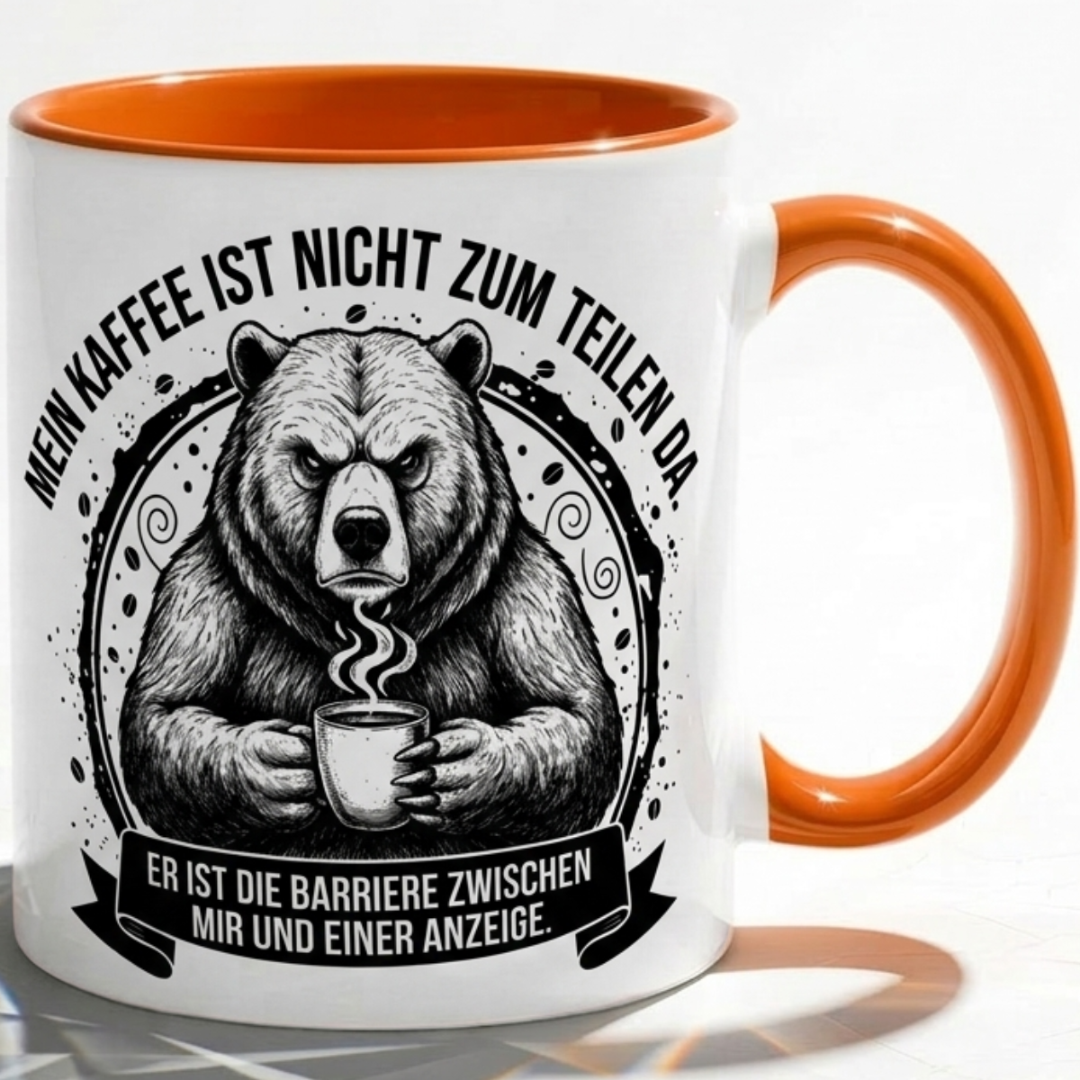Tasse Spruch Mein Kaffee ist nicht zum Teilen da Barriere Anzeige – Witzige Kaffeetasse Büro Arbeit Job Humor Morgenmuffel – Geschenk Kollegen – Keramik Becher 330ml