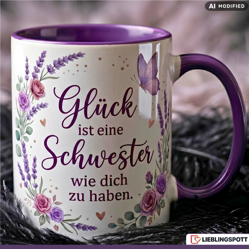 Sister Mug Saying Luck Gift Thank You Birthday Purple Mug 330ml