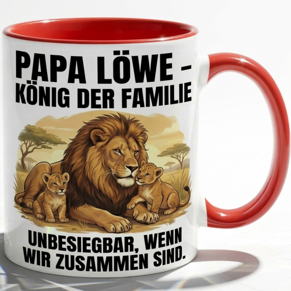 Papa Löwe Tasse als Geschenk Vatertag, Geburtstag Vater König Kaffee Becher