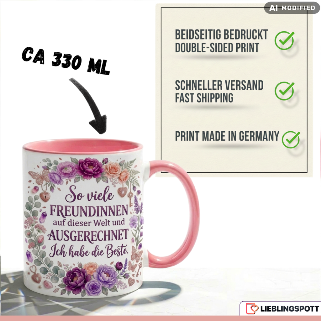 Girlfriend Mug Saying Best Gift Thank You Birthday Pink Cup 330ml
