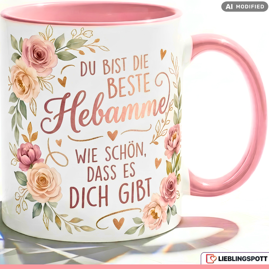 Midwife Mug Saying Best Gift Thank You Birth Pink Cup 330ml