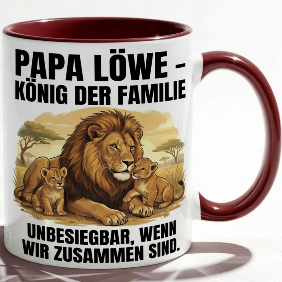 Papa Löwe Tasse als Geschenk Vatertag, Geburtstag Vater König Kaffee Becher
