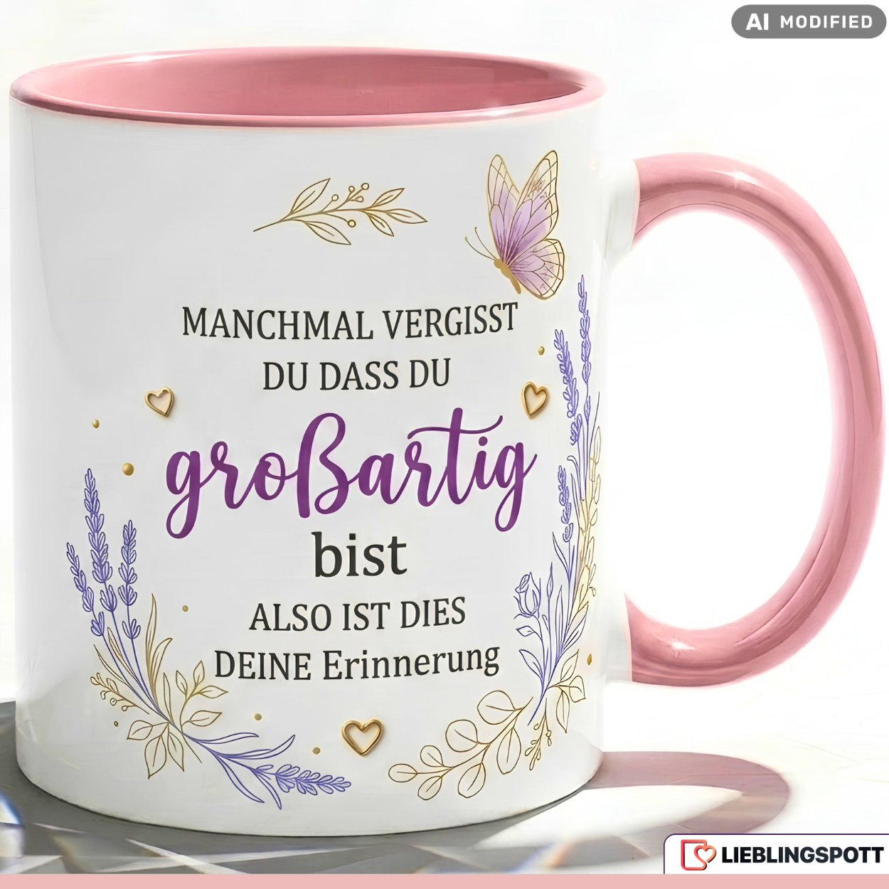 Großartig Tasse Spruch Motivation Geschenk Freundin Rosa Becher 330ml