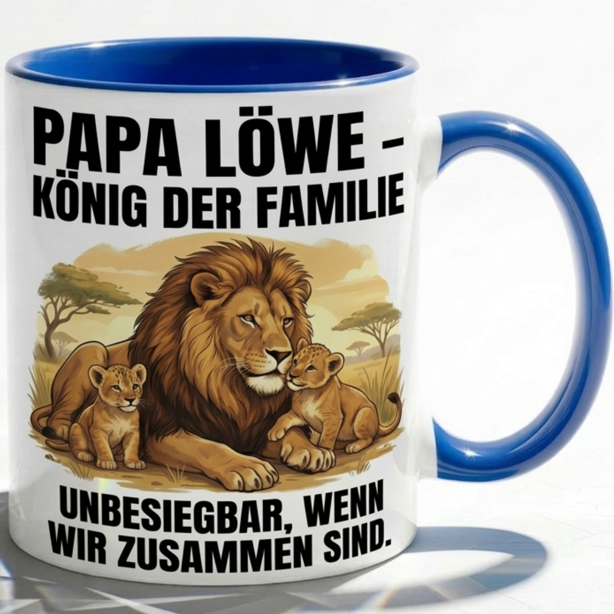 Papa Löwe Tasse als Geschenk Vatertag, Geburtstag Vater König Kaffee Becher