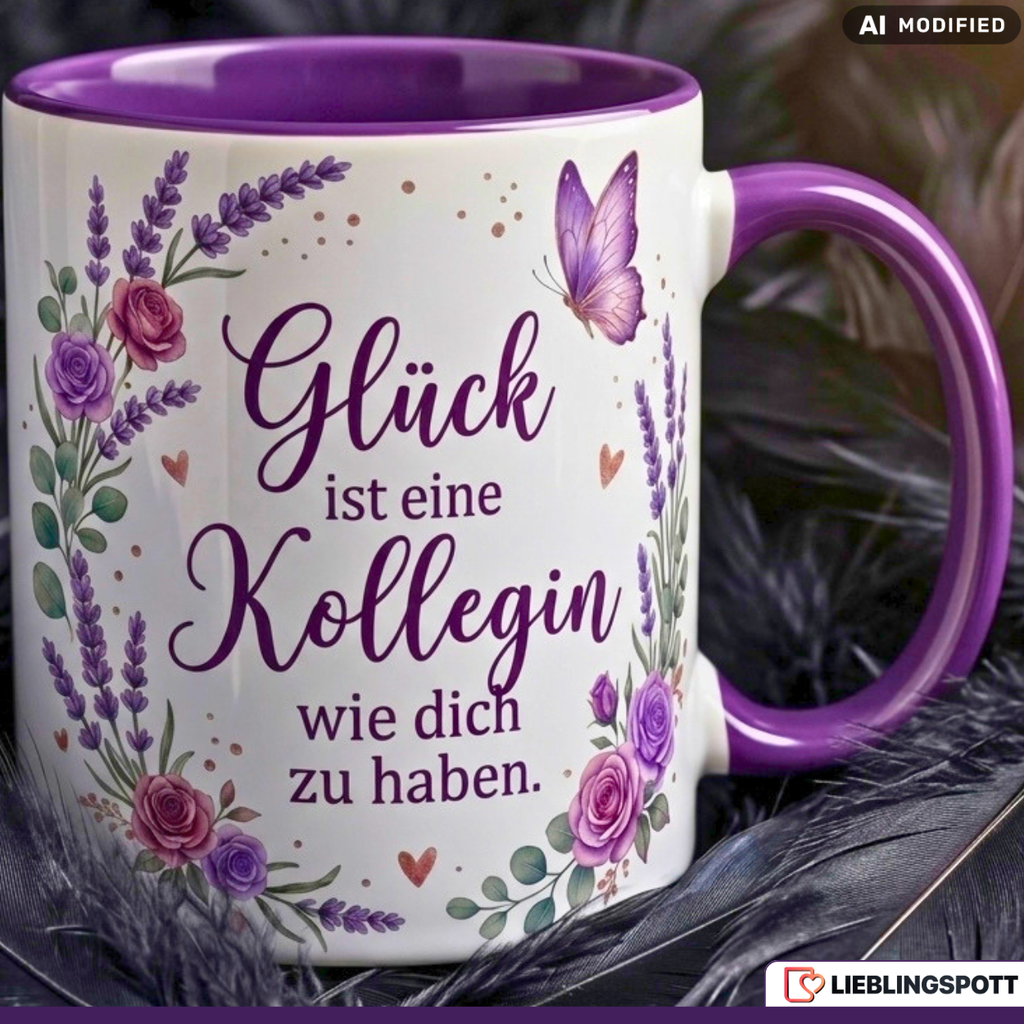 Kollegin Tasse Spruch Dankeschön Büro Geschenk Lila Becher 330ml