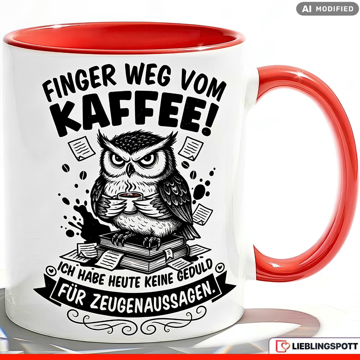 Owl Mug Saying Coffee Office Gift Colleague Red Cup 330ml