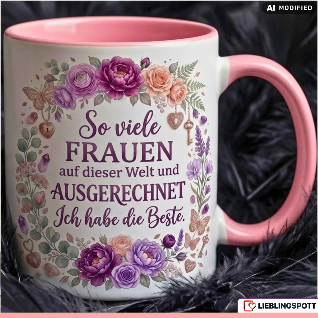 Frau Tasse Spruch Beste Geschenk Jahrestag Geburtstag Lila Becher 330ml