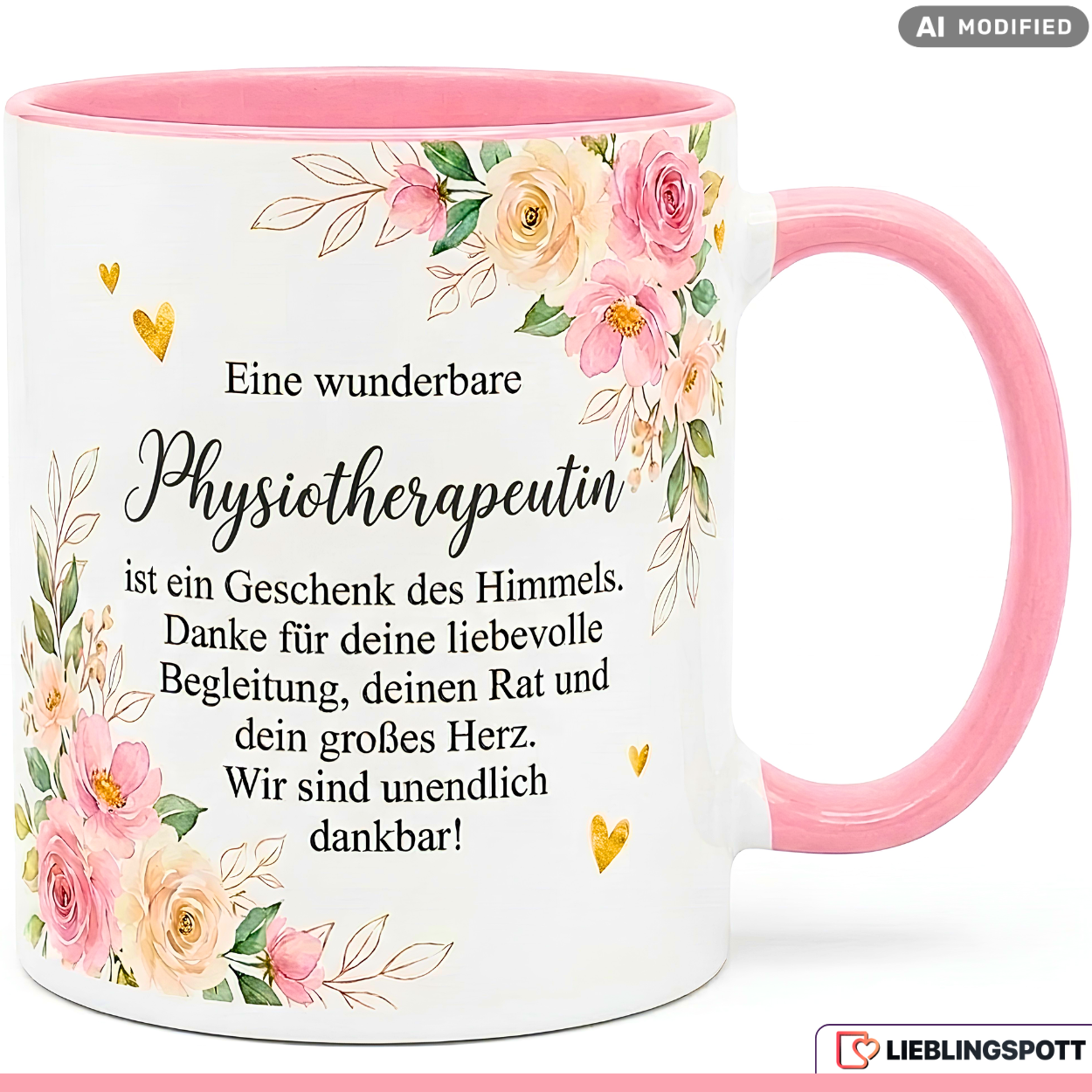 Physiotherapeutin Tasse Spruch Geschenk Danke Rosa Becher 330ml