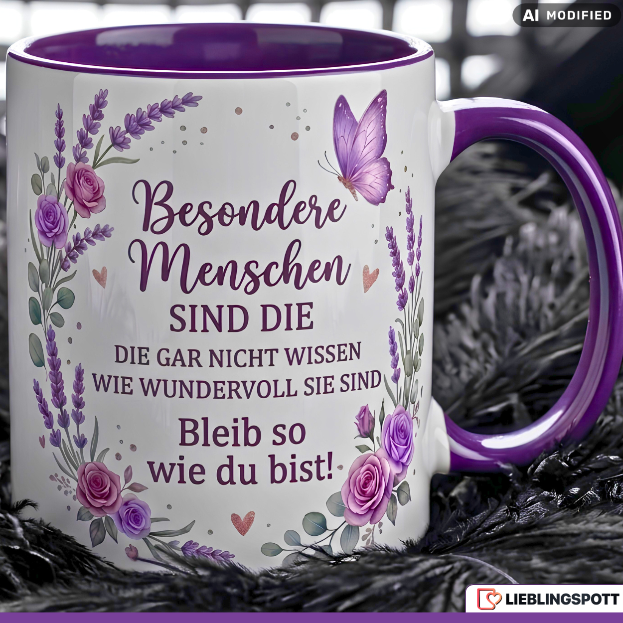 Besondere Menschen Tasse Spruch Wundervoll Geschenk Lila Becher 330ml