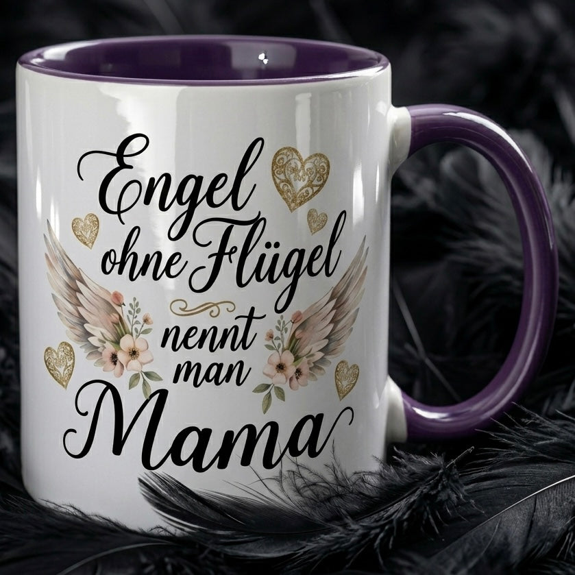 Mama Tasse mit Spruch Engel ohne Flügel nennt man Mama – Geschenk für Mutter zum Muttertag Geburtstag Weihnachten – Liebevolle Kaffeetasse Beste Mutti – Keramik Becher 330ml