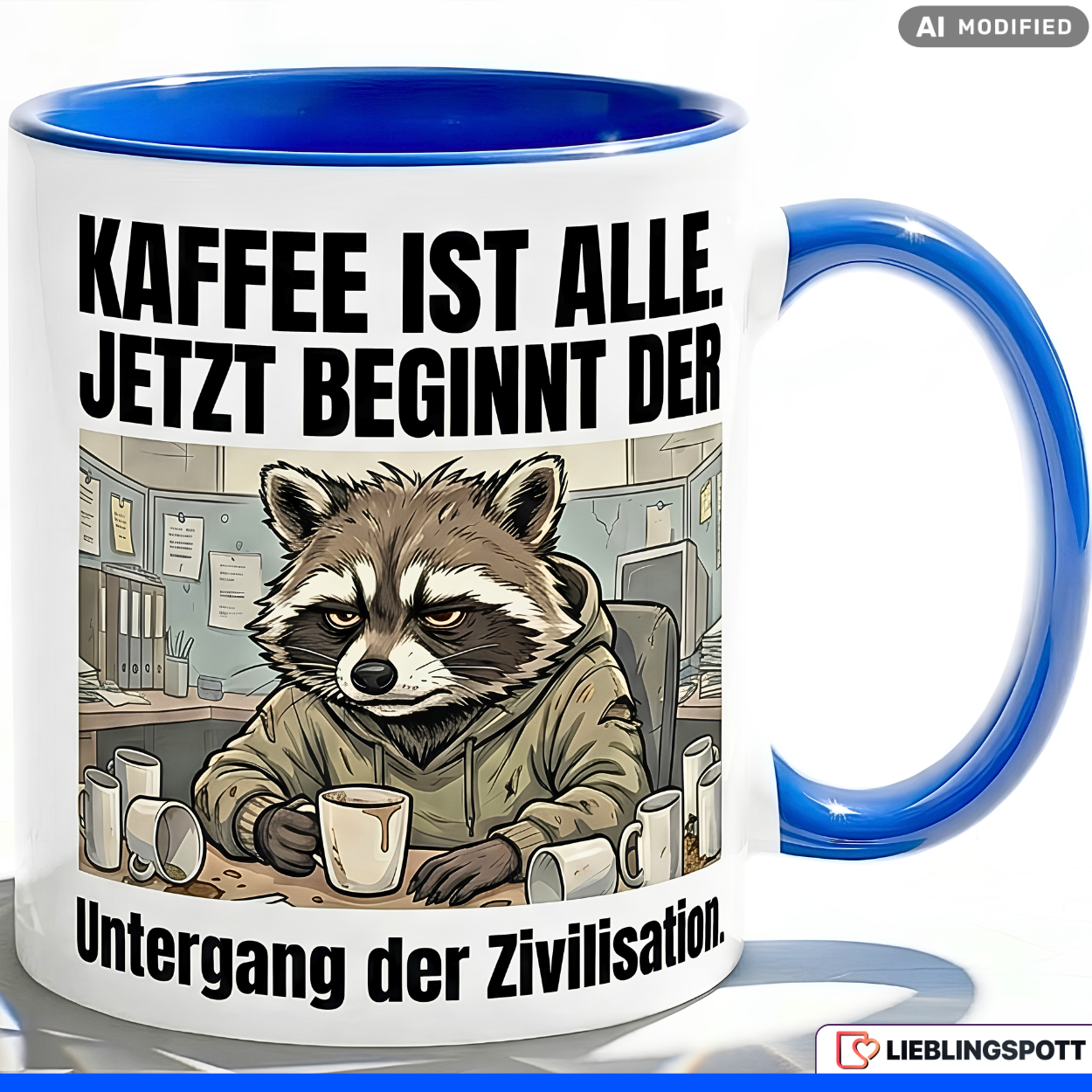 Raccoon Mug Saying Coffee Office Gift Colleague Black Mug 330ml