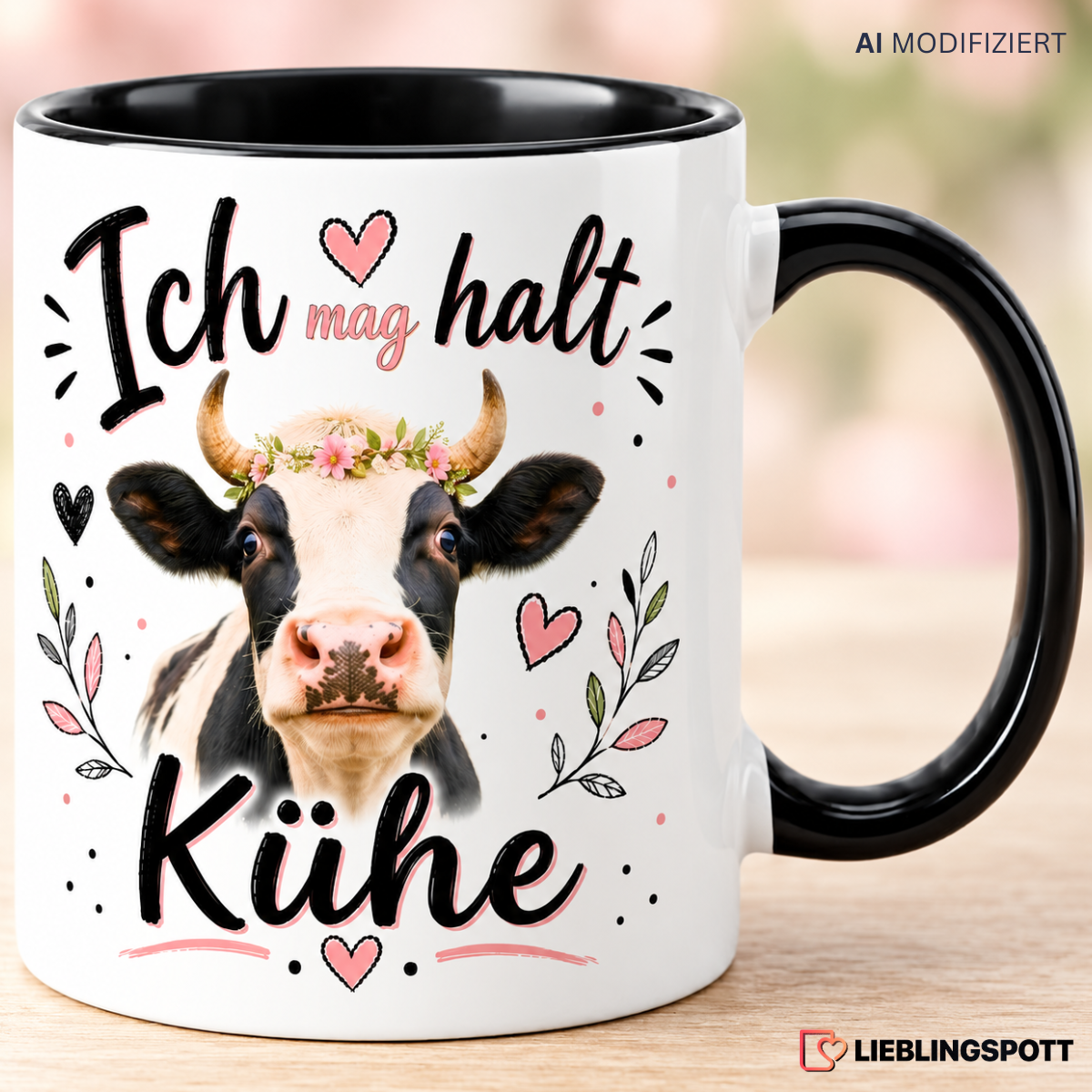Kühe Tasse „Ich mag halt Kühe“ – Keramik 330 ml