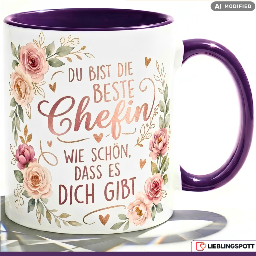 Chefin Tasse Spruch Beste Geschenk Danke Geburtstag Rosa Becher 330ml