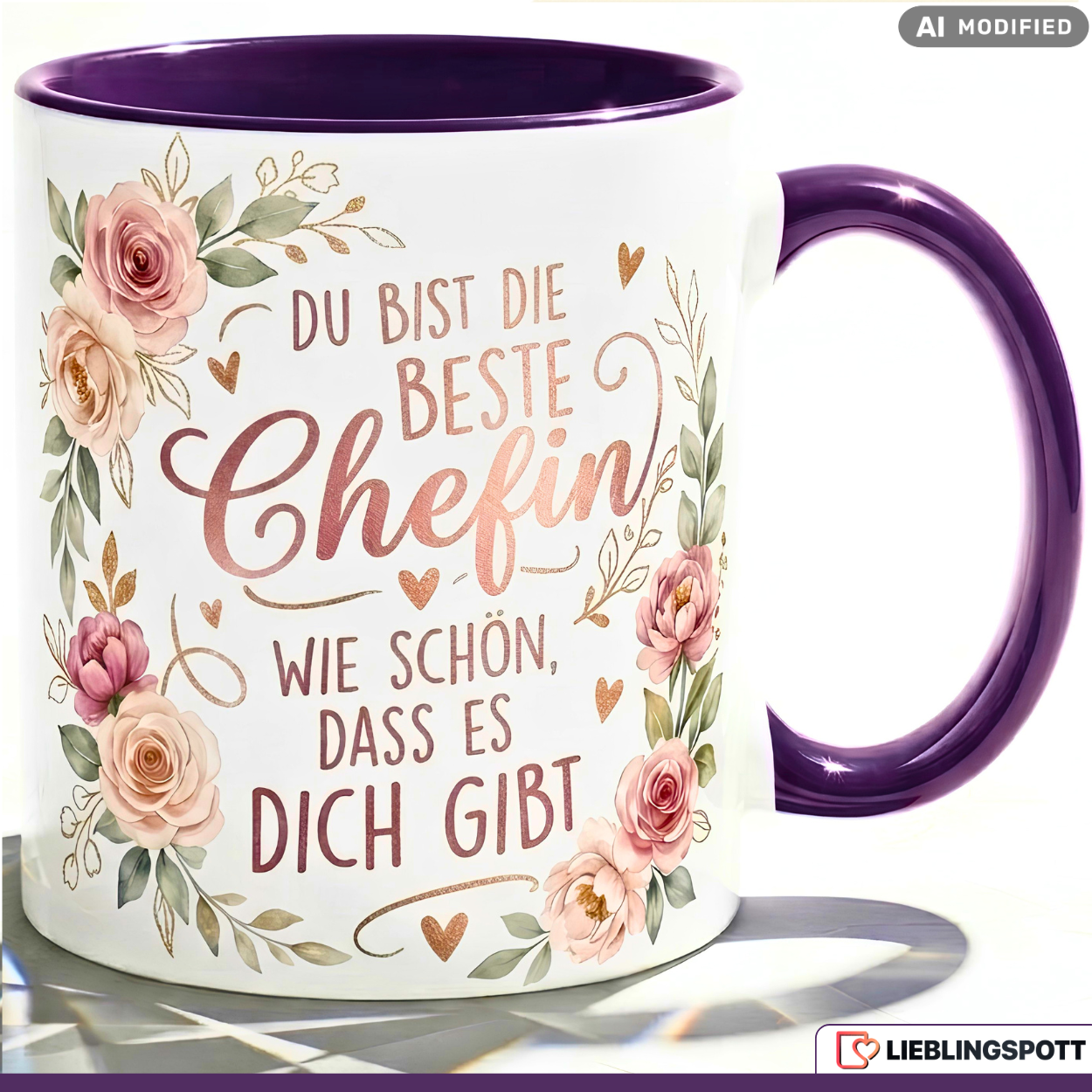 Chefin Tasse Spruch Beste Geschenk Danke Geburtstag Rosa Becher 330ml