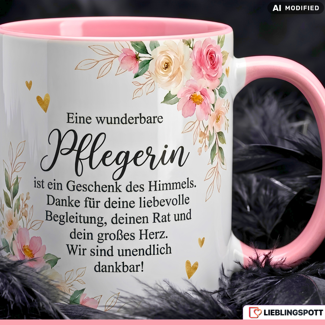 Pflegerin Tasse Spruch Geschenk Danke Rosa Becher 330ml