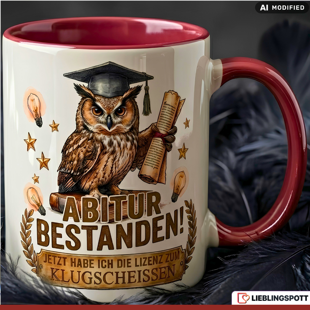 Graduation Owl Quote Mug Red 330ml