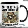 Waschbär Tasse Spruch Kaffee Büro Geschenk Kollege Schwarzer Becher 330ml