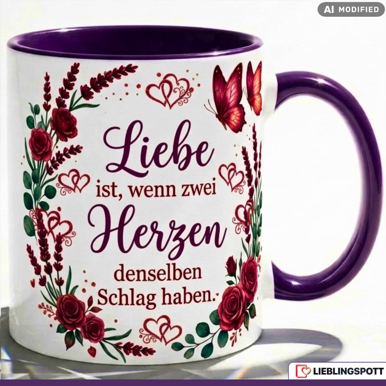 Love Mug Quote Hearts Gift Anniversary Valentine's Day Red Mug 330ml