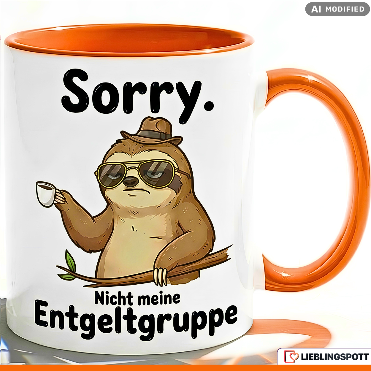 Lustige Faultier Tasse Spruch Sorry Nicht meine Entgeltgruppe – Witzige Kaffeetasse Büro Arbeit Job Humor – Geschenk Kollegen Chef Öffentlicher Dienst TVöD Beamte – Keramik Becher 330ml