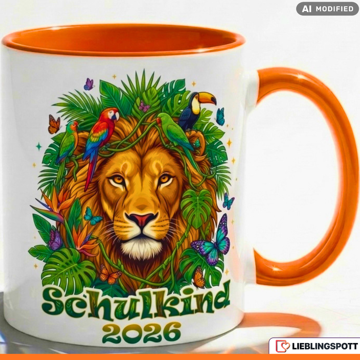 Schoolchild Mug Lion Gift First Day of School 2026 Jungle Red Cup 330ml