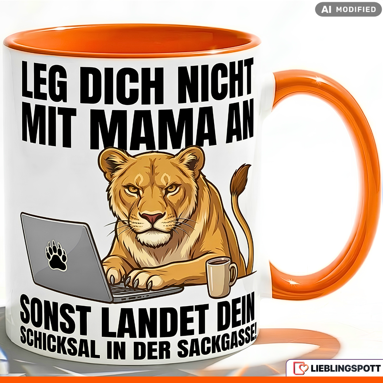 Lioness Mug Quote Mom Office Mother's Day Gift Yellow Mug 330ml