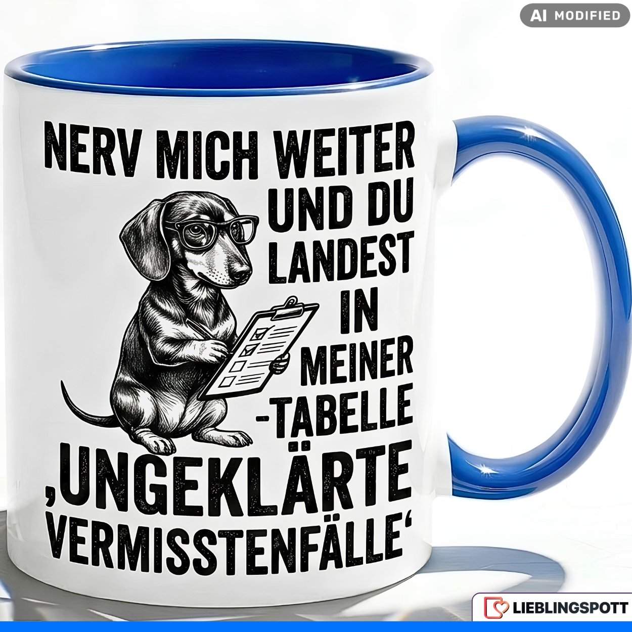 Dackel Tasse Spruch Büro Geschenk Kollege Schwarzer Becher 330ml