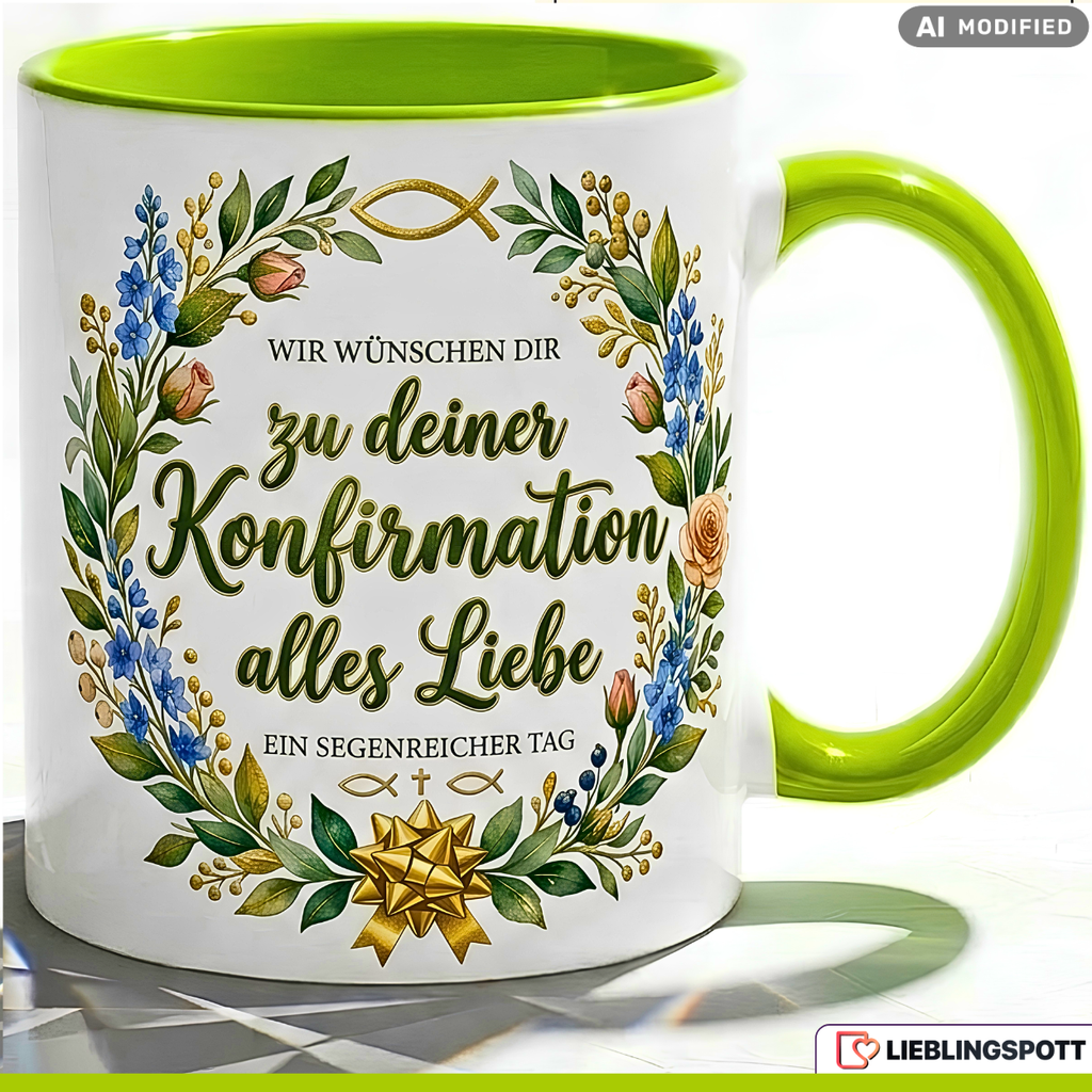 Konfirmation Tasse Spruch Geschenk alles Liebe Blauer Becher 330ml (Kopie)