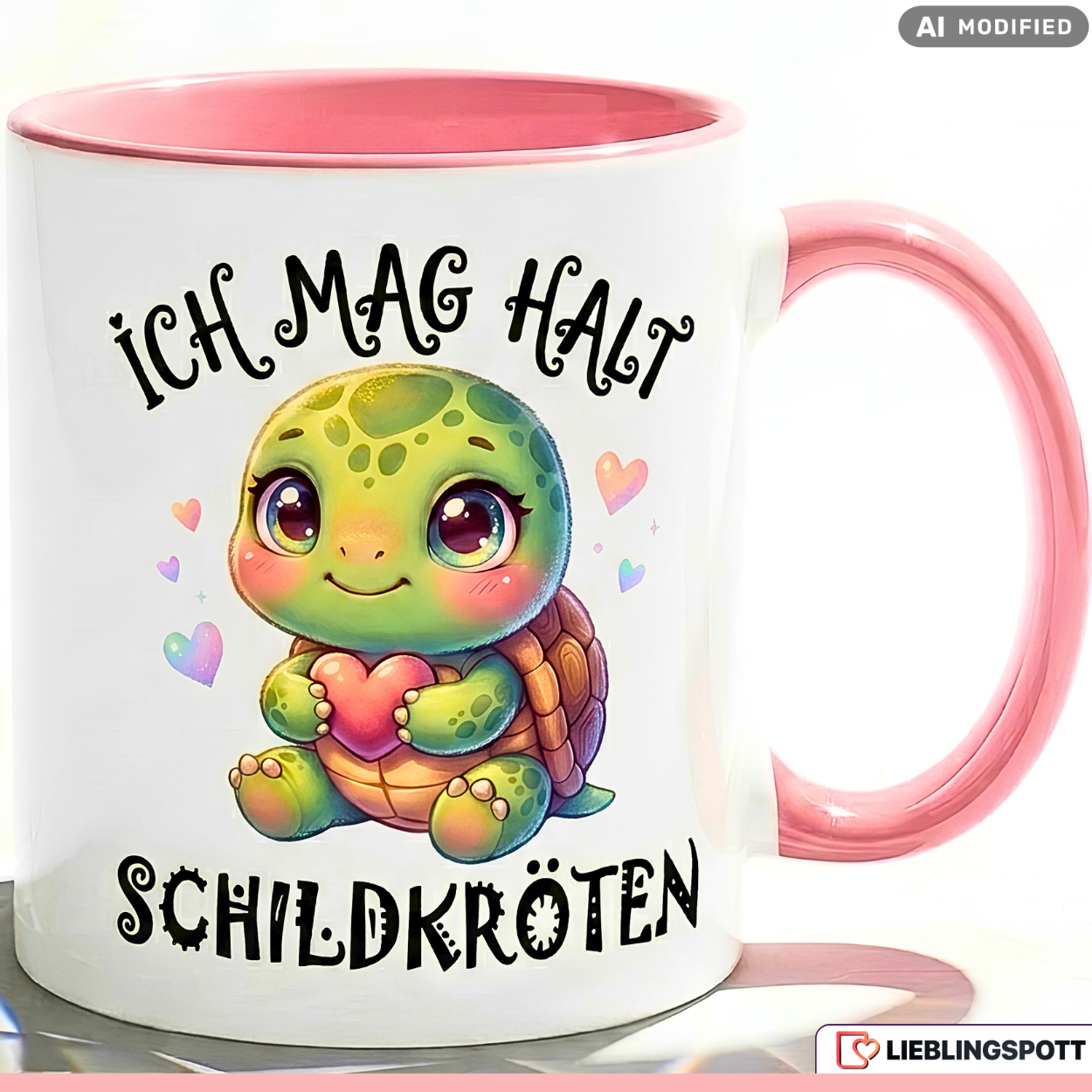 Turtle Mug Slogan I just like it Gift Green Mug 330ml