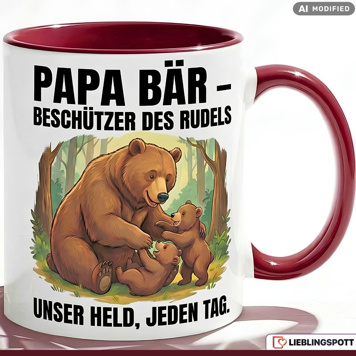 Papa Bear Mug Saying Father's Day Gift Green Mug 330ml