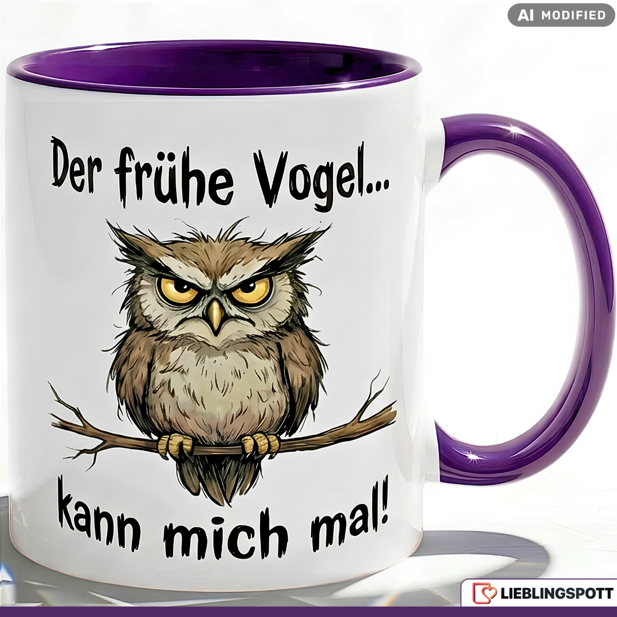 Owl Mug Saying Grumpy Morning Person Office Gift Red Cup 330ml