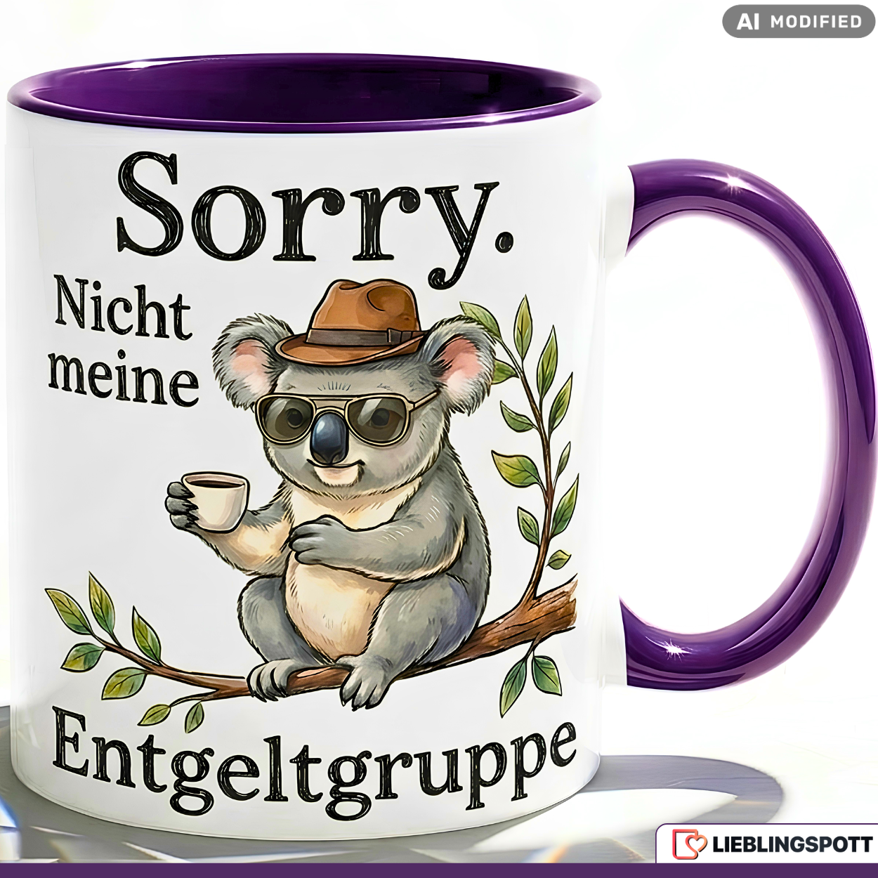 Koala Mug Phrase Salary Group Office Gift Green Mug 330ml
