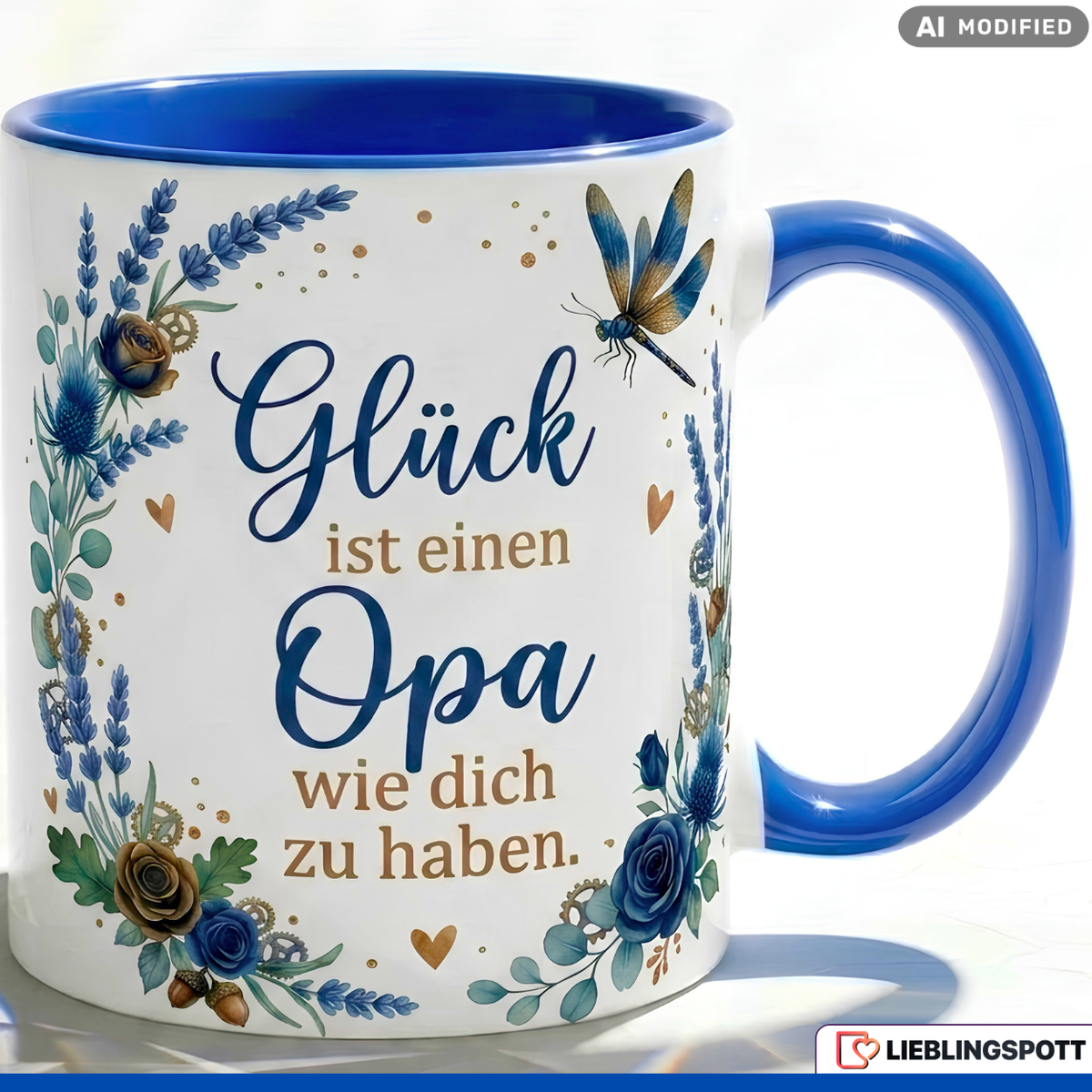 Grandpa Mug Quote Luck Gift Father's Day Birthday Blue Mug 330ml