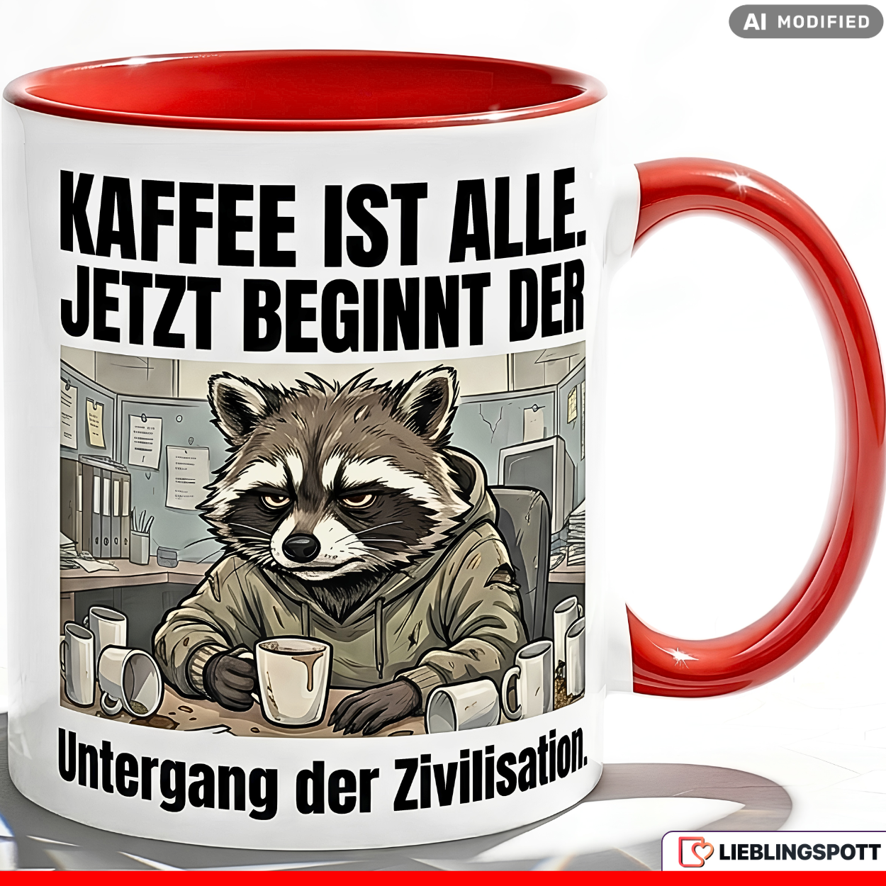 Raccoon Mug Saying Coffee Office Gift Colleague Black Mug 330ml