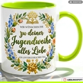Jugendweihe Tasse Spruch Geschenk alles Liebe Blauer Becher 330ml (Kopie)